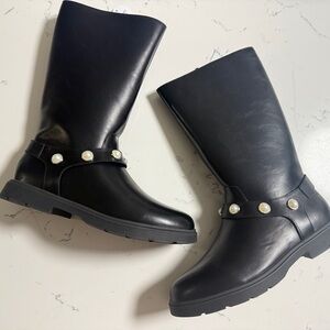 NWT #14 Sonoma Goods For Life Breah Girls' Boots Black Size 6 with Pearl Accents